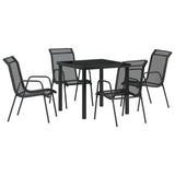 Garden Dining Set 5 pcs Black Powder-Coated Steel - Front View