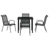 Garden Dining Set 5 pcs Black Powder-Coated Steel - Close-Up Angle