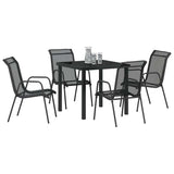 Garden Dining Set 5 pcs Black Powder-Coated Steel - Side View