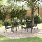 Garden Dining Set 5 pcs Black Powder-Coated Steel