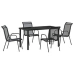 Garden Dining Set 5 pcs Black Powder-Coated Steel