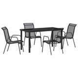 Garden Dining Set 5 pcs Black Powder-Coated Steel - Front View
