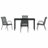 Garden Dining Set 5 pcs Black Powder-Coated Steel