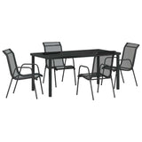 Garden Dining Set 5 pcs Black Powder-Coated Steel
