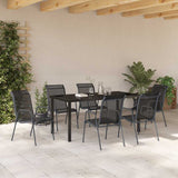 Garden Dining Set 7 pcs Black Powder-Coated Steel