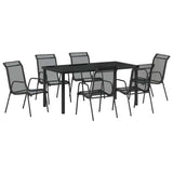 Garden Dining Set 7 pcs Black Powder-Coated Steel - Front View
