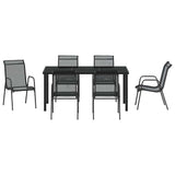 Garden Dining Set 7 pcs Black Powder-Coated Steel