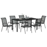 Garden Dining Set 7 pcs Black Powder-Coated Steel - Side View