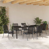 Garden Dining Set 7 pcs Black Powder-Coated Steel - Top-Down View