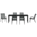 Garden Dining Set 7 pcs Black Powder-Coated Steel - Close-Up Angle