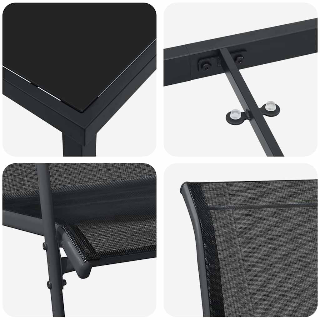Garden Dining Set 9 pcs Black Powder-Coated Steel