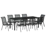 Garden Dining Set 9 pcs Black Powder-Coated Steel - Front View