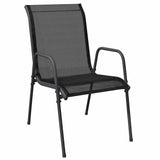 Garden Dining Set 9 pcs Black Powder-Coated Steel - Rear View