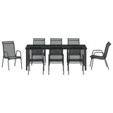 Garden Dining Set 9 pcs Black Powder-Coated Steel - Close-Up Angle