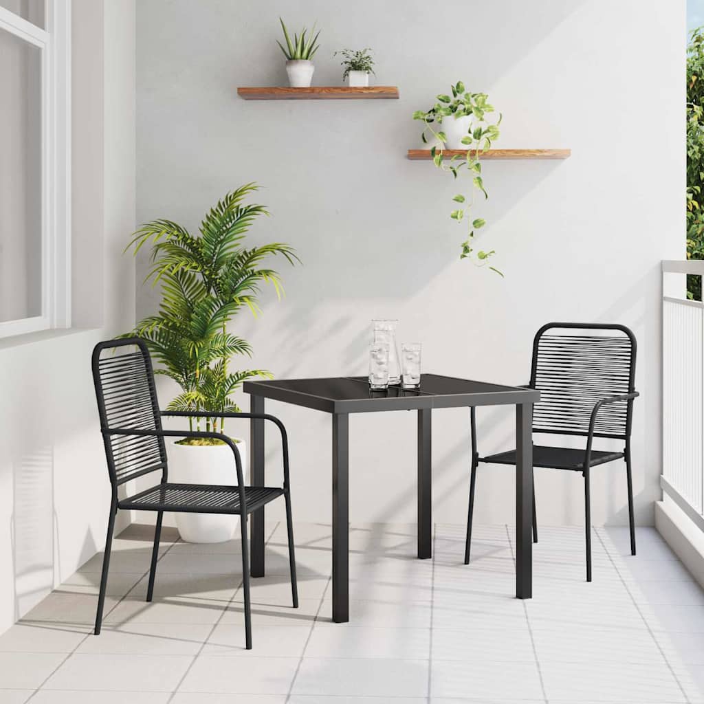 Garden Dining Set 3 pcs Black Powder-Coated Steel