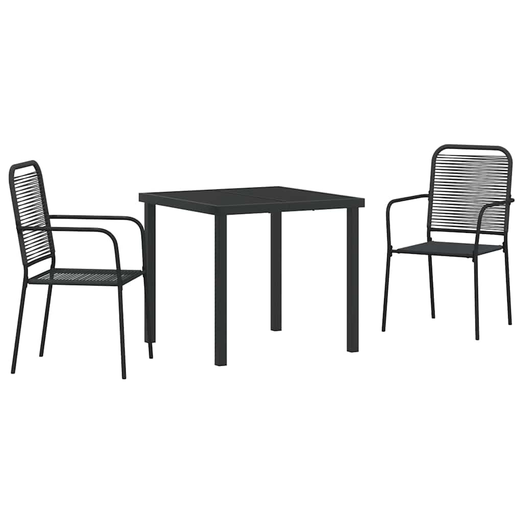 Garden Dining Set 3 pcs Black Powder-Coated Steel