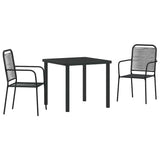 Garden Dining Set 3 pcs Black Powder-Coated Steel