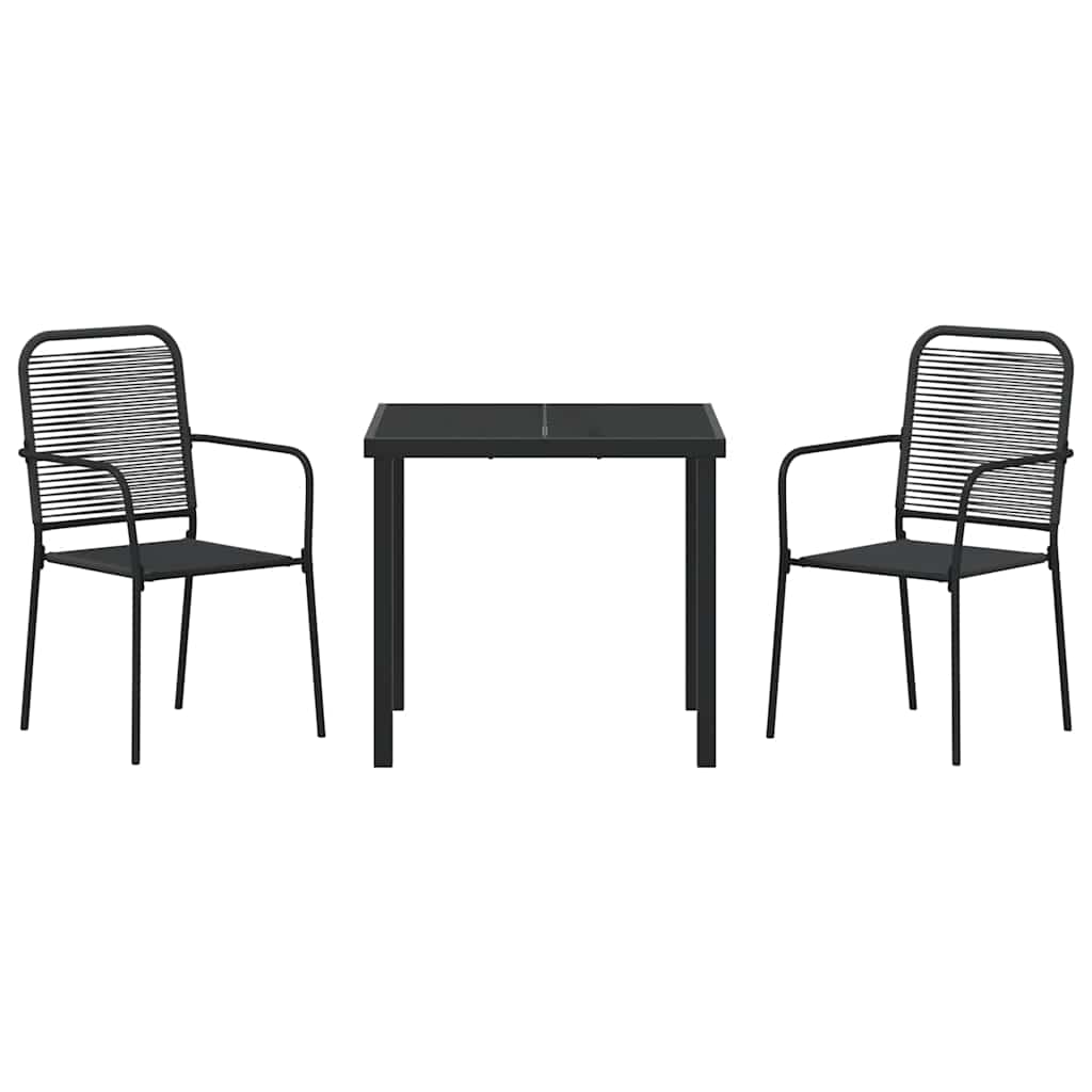 Garden Dining Set 3 pcs Black Powder-Coated Steel