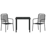 Garden Dining Set 3 pcs Black Powder-Coated Steel - Close-Up Angle