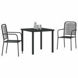 Garden Dining Set 3 pcs Black Powder-Coated Steel - Side View