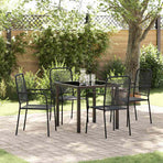 Garden Dining Set 5 pcs Black Powder-Coated Steel