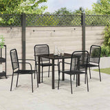 Garden Dining Set 5 pcs Black Powder-Coated Steel - Top-Down View