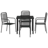 Garden Dining Set 5 pcs Black Powder-Coated Steel