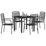 Garden Dining Set 5 pcs Black Powder-Coated Steel