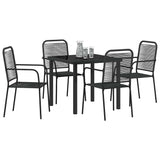 Garden Dining Set 5 pcs Black Powder-Coated Steel - Side View