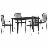 Garden Dining Set 5 pcs Black Powder-Coated Steel