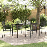 Garden Dining Set 5 pcs Black Powder-Coated Steel