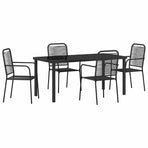 Garden Dining Set 5 pcs Black Powder-Coated Steel