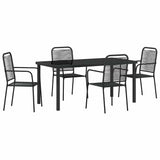 Garden Dining Set 5 pcs Black Powder-Coated Steel - Front View
