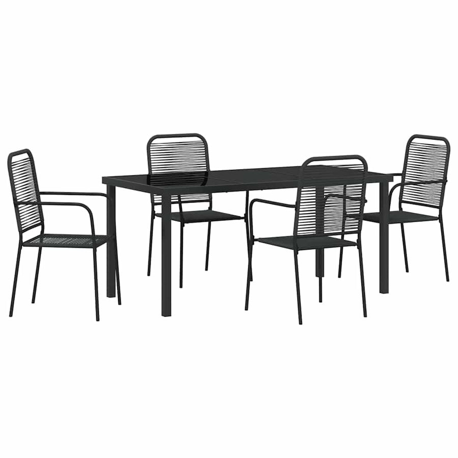 Garden Dining Set 5 pcs Black Powder-Coated Steel