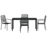 Garden Dining Set 5 pcs Black Powder-Coated Steel - Close-Up Angle