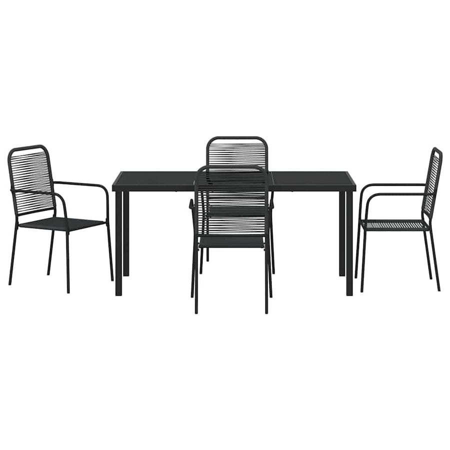Garden Dining Set 5 pcs Black Powder-Coated Steel