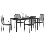 Garden Dining Set 5 pcs Black Powder-Coated Steel