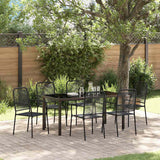 Garden Dining Set 7 pcs Black Powder-Coated Steel