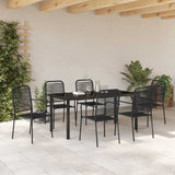 Garden Dining Set 7 pcs Black Powder-Coated Steel - Top-Down View