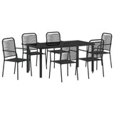 Garden Dining Set 7 pcs Black Powder-Coated Steel - Front View