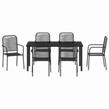 Garden Dining Set 7 pcs Black Powder-Coated Steel - Close-Up Angle