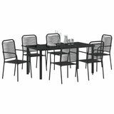Garden Dining Set 7 pcs Black Powder-Coated Steel - Side View