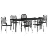 Garden Dining Set 7 pcs Black Powder-Coated Steel - Front View