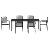 Garden Dining Set 7 pcs Black Powder-Coated Steel - Close-Up Angle