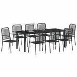 Garden Dining Set 9 pcs Black Powder-Coated Steel - Side View