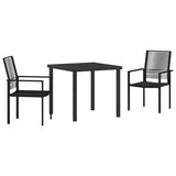 Garden Dining Set 3 pcs Black Powder-Coated Steel - Front View