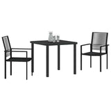 Garden Dining Set 3 pcs Black Powder-Coated Steel - Side View