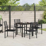 Garden Dining Set 5 pcs Black Powder-Coated Steel - Top-Down View