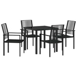 Garden Dining Set 5 pcs Black Powder-Coated Steel - Front View