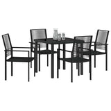 Garden Dining Set 5 pcs Black Powder-Coated Steel - Side View